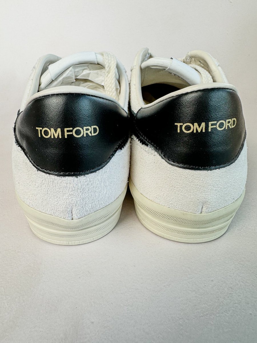 Tom Ford White Cambridge Suede Low Top Sneakers - Imagen 9