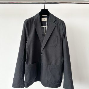Folk Black Seersucker Cotton Blazer