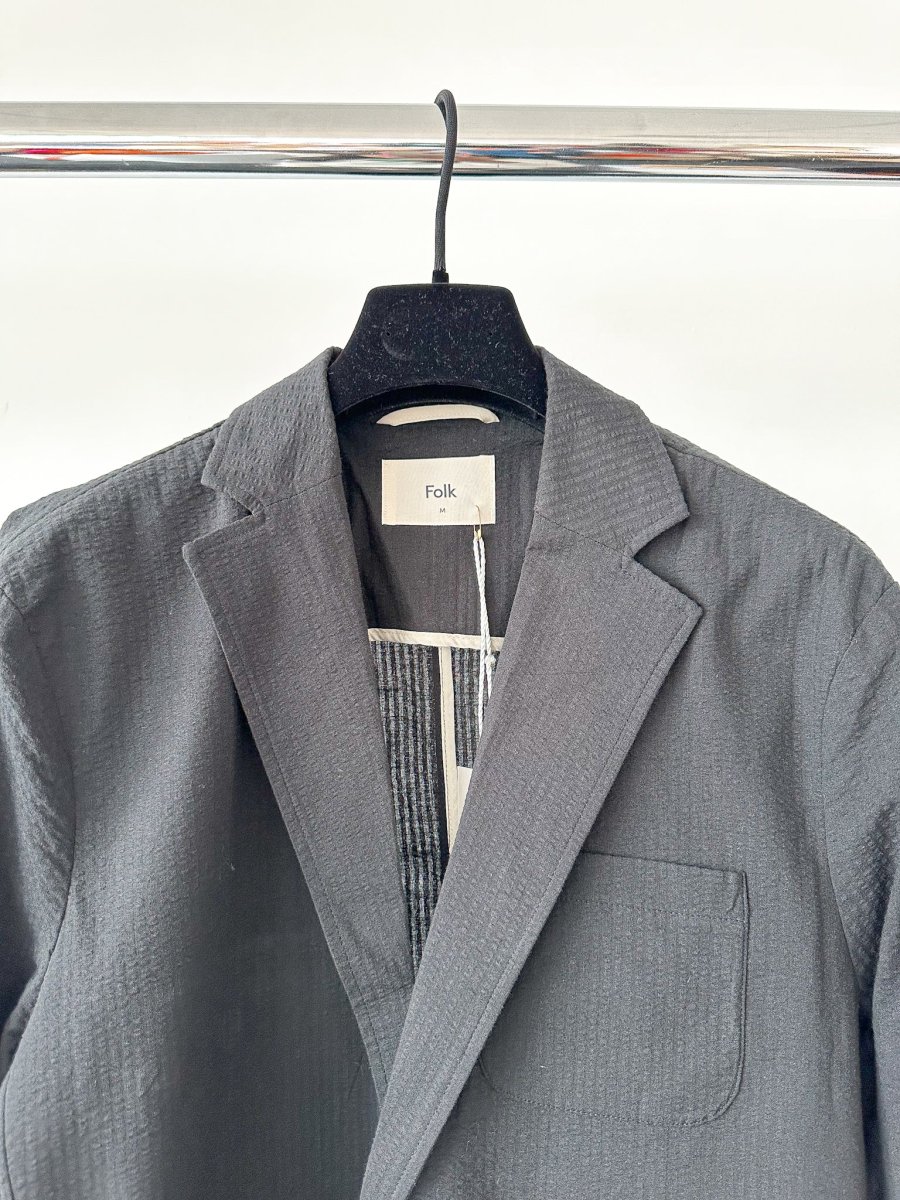 Folk Black Seersucker Cotton Blazer - Imagen 3