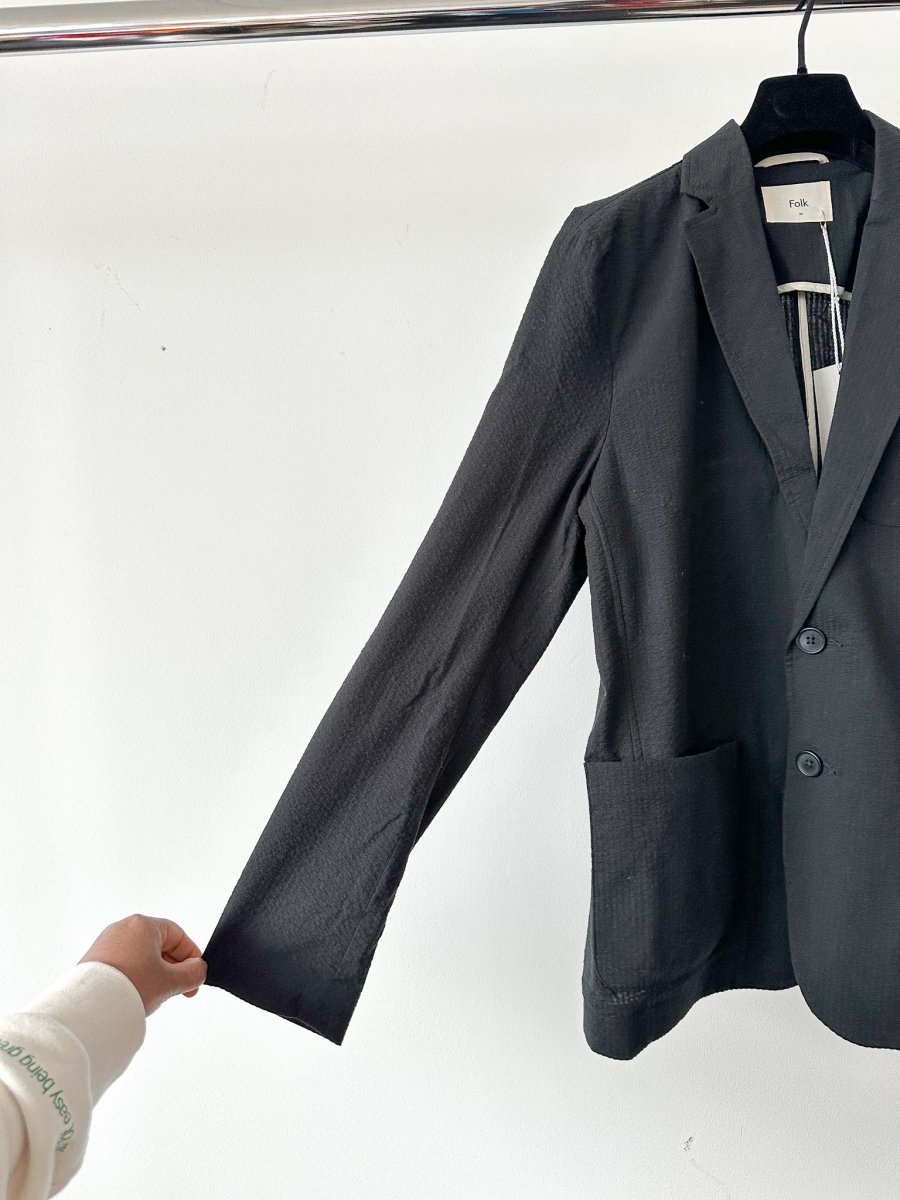 Folk Black Seersucker Cotton Blazer - Imagen 5