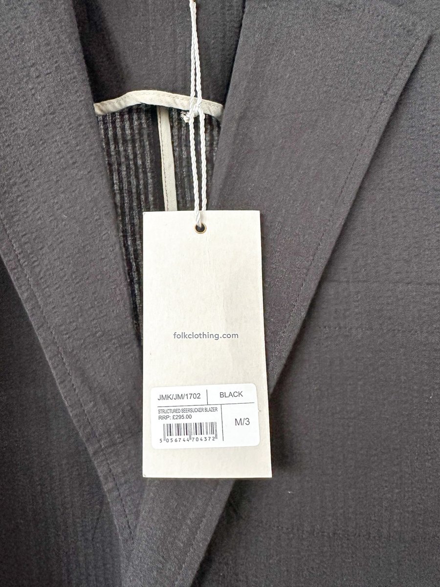 Folk Black Seersucker Cotton Blazer - Imagen 6
