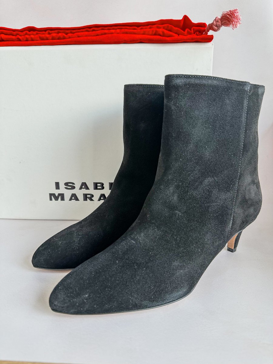 Isabel Marant Black Suede Leather Deone 50mm Ankle Boots
