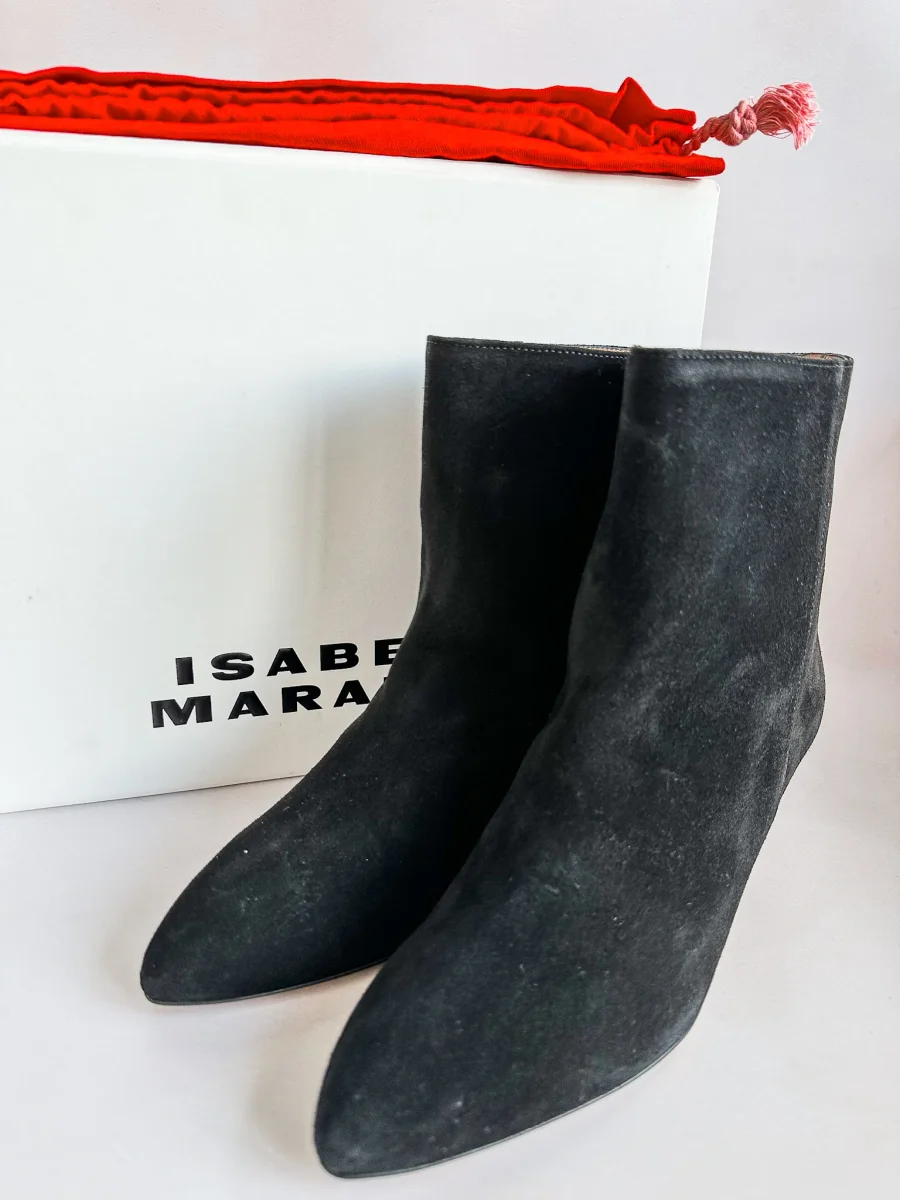 Isabel Marant Black Suede Leather Deone 50mm Ankle Boots - Imagen 3