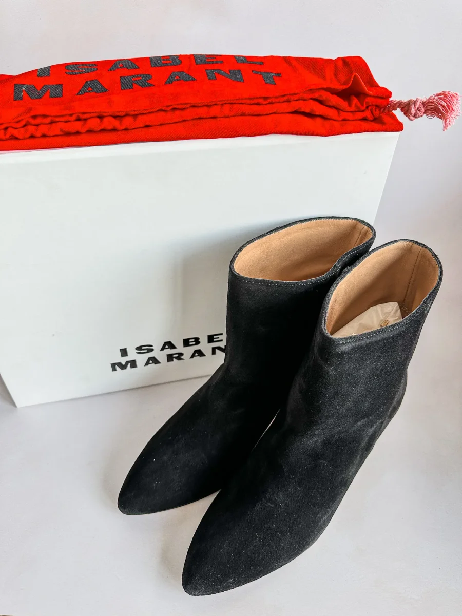 Isabel Marant Black Suede Leather Deone 50mm Ankle Boots - Imagen 4