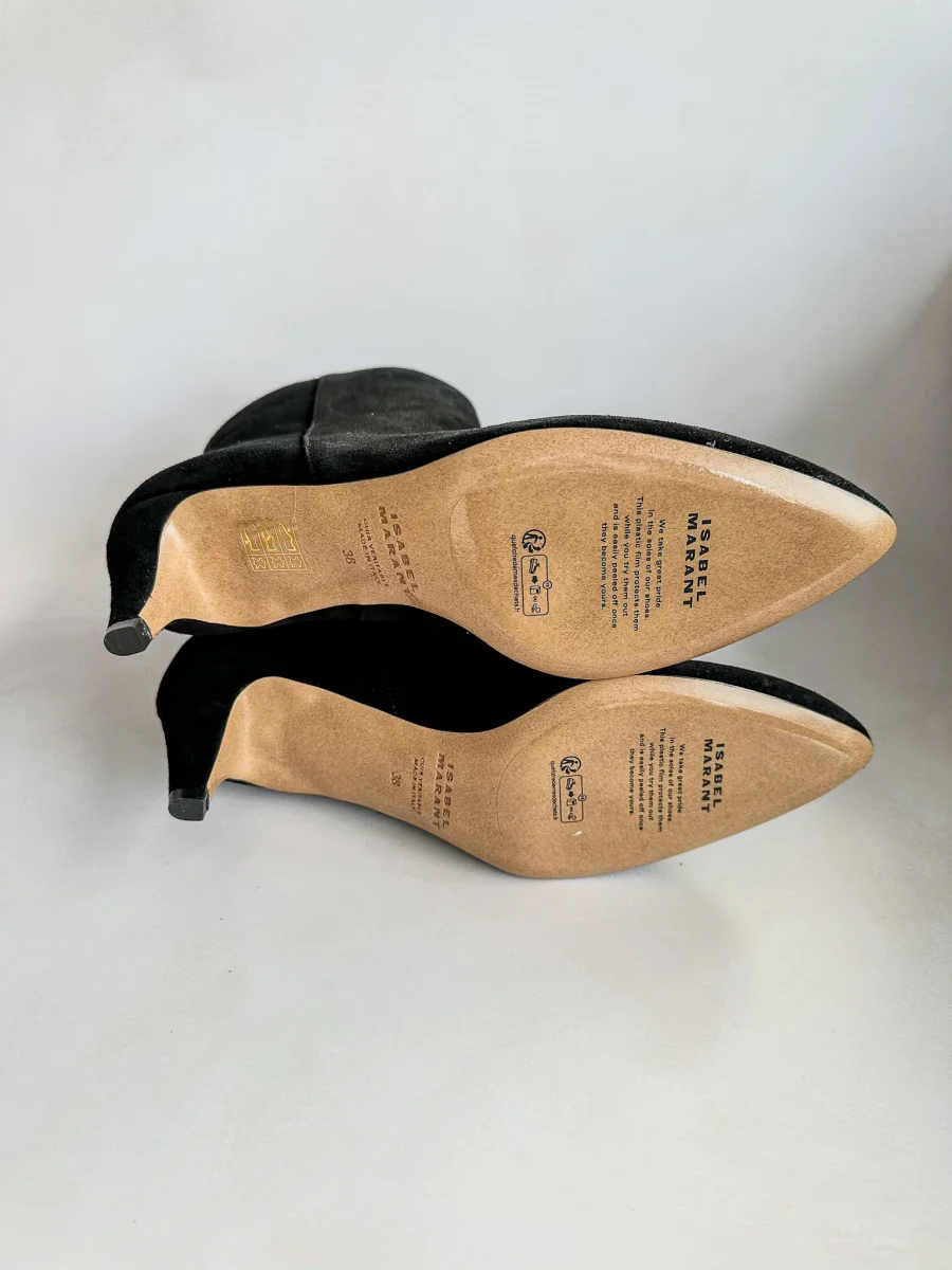 Isabel Marant Black Suede Leather Deone 50mm Ankle Boots - Imagen 9