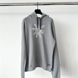 Dolce And Gabbana Grey Heart Crest Men's Hoodie