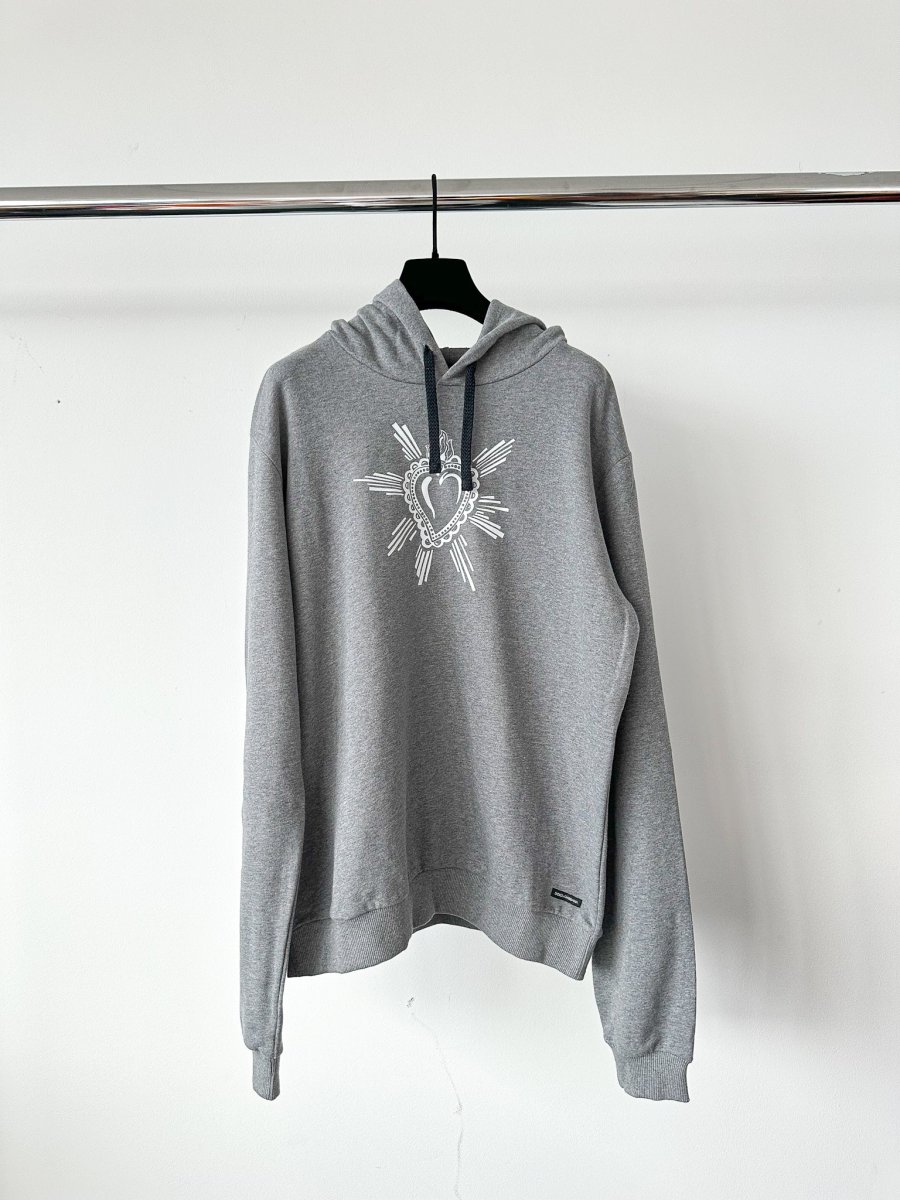 Dolce And Gabbana Grey Heart Crest Men's Hoodie - Imagen 2