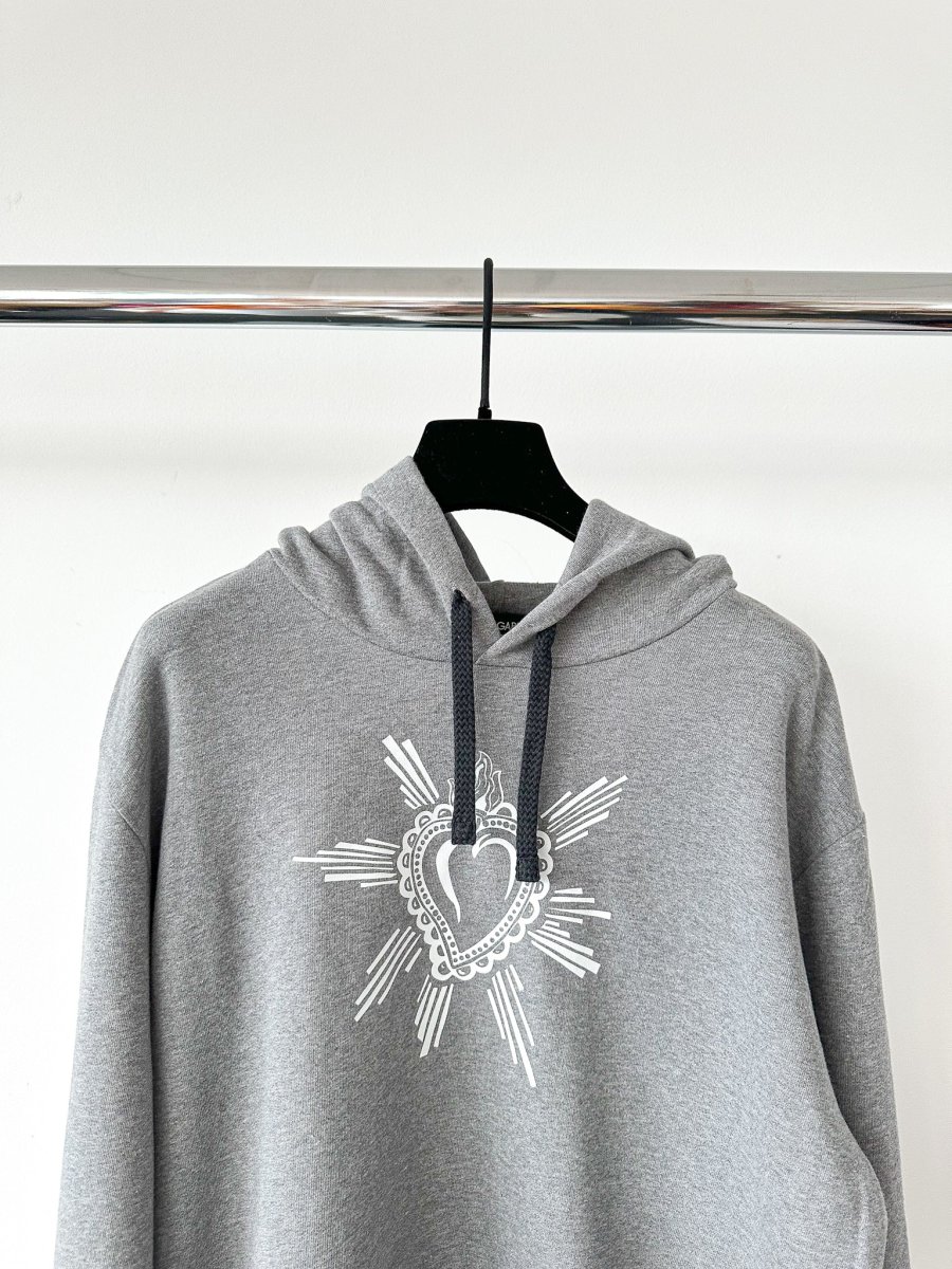 Dolce And Gabbana Grey Heart Crest Men's Hoodie - Imagen 7