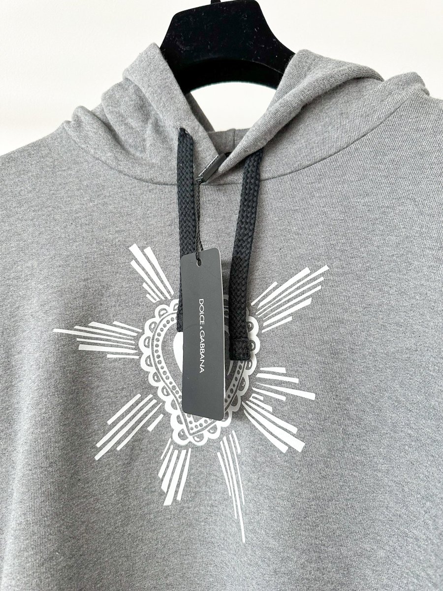 Dolce And Gabbana Grey Heart Crest Men's Hoodie - Imagen 6