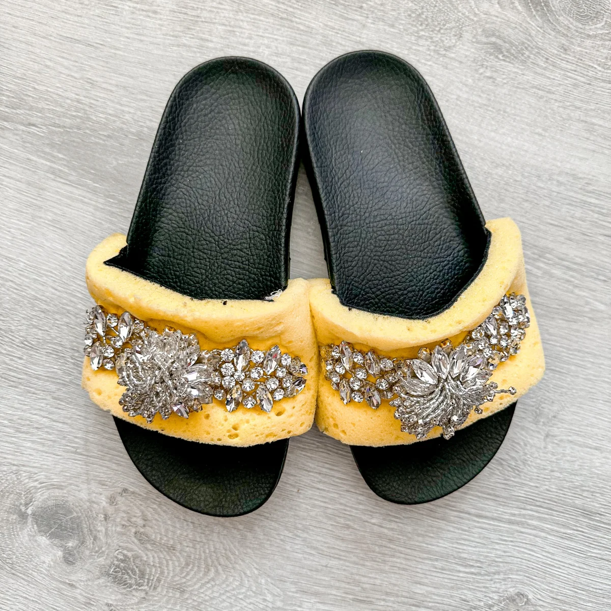 Christopher Kane Sponge Strap Crystal Embellished Slip On Slides Flats
