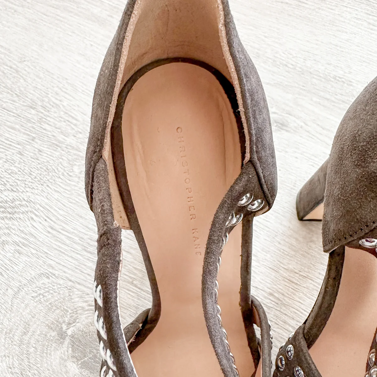 Christopher Kane Hotfix Grey Studded Strappy Embellished Block High Heels - Imagen 5