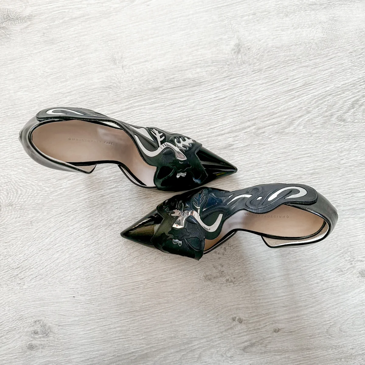 Christopher Kane Black Silver Detail Pointed Toe High Heels - Imagen 8