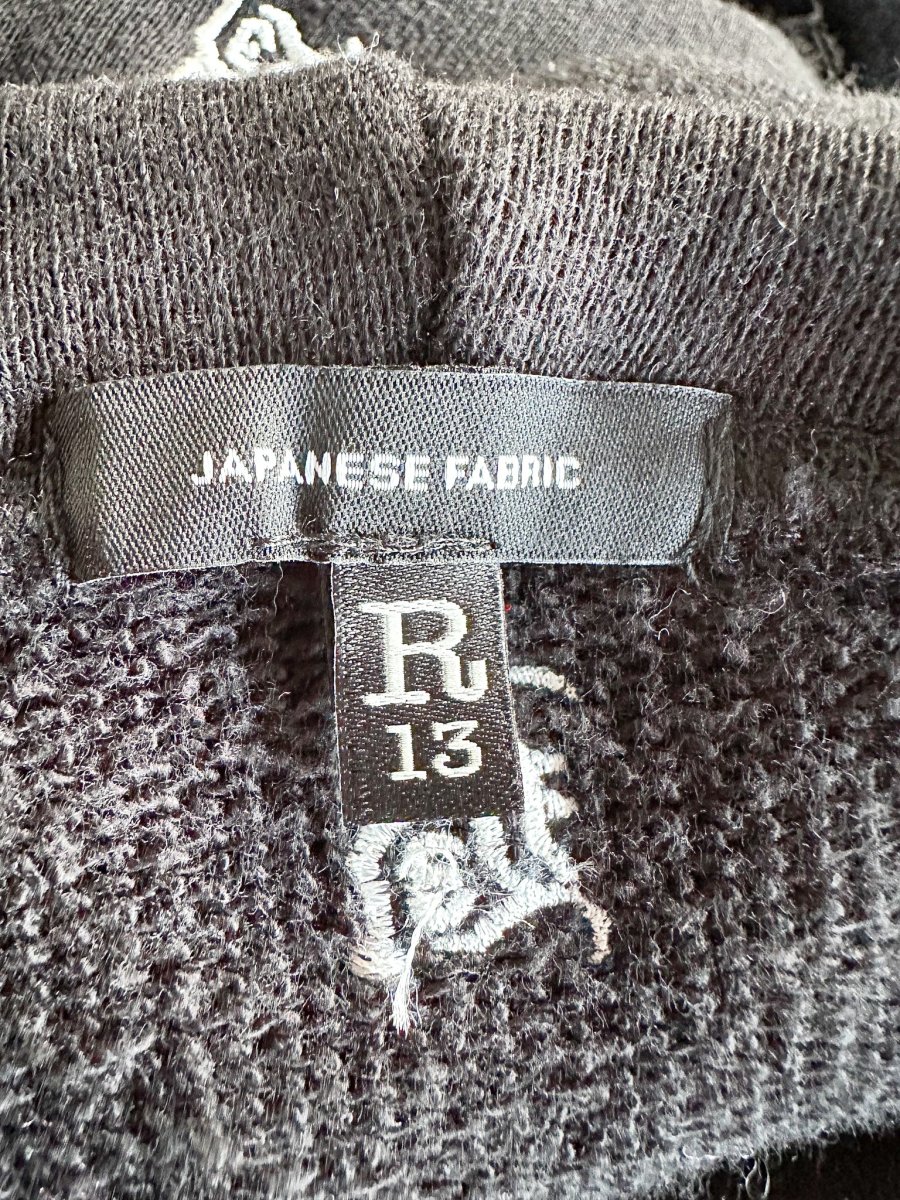 R13 Japanese Fabric Black Embroidered Hoodie - Imagen 8