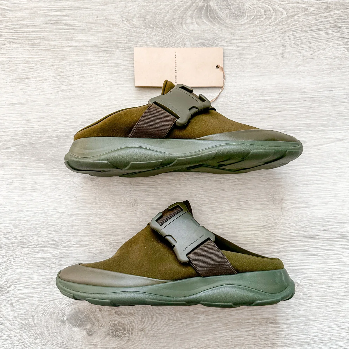 Christopher Kane Khaki Green Safety Buckle Trainers Sneakers Slides - Imagen 5
