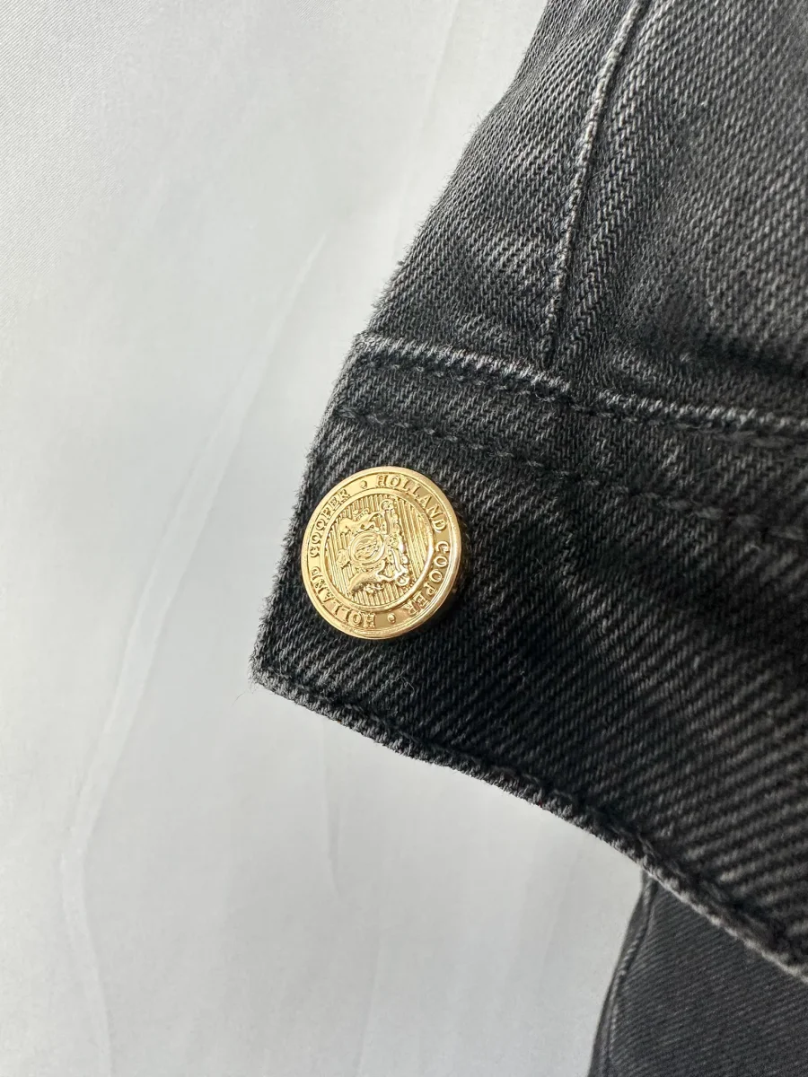 Holland Cooper Denim Gold Button Detail Jumpsuit in Washed Black - Imagen 7