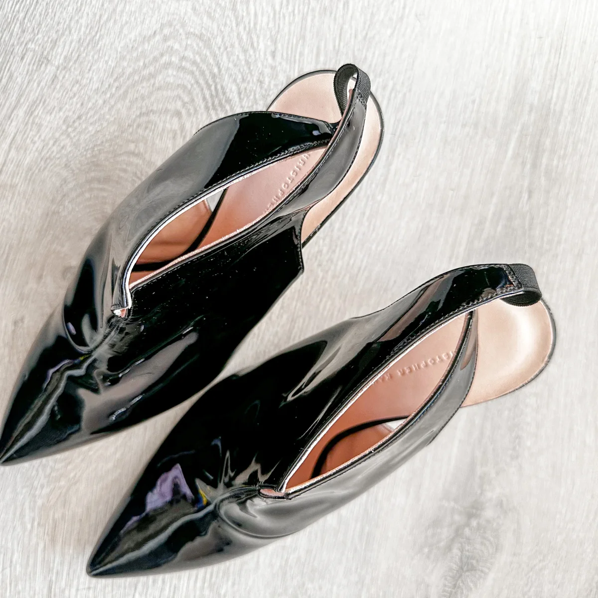 Christopher Kane Black Patent Leather Slingback Pointed Toe Mules - Imagen 3