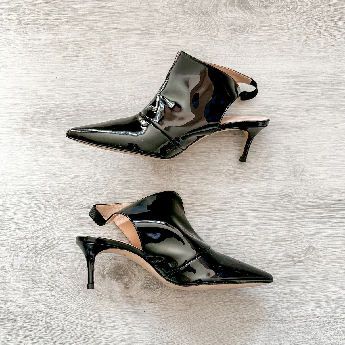 Christopher Kane Black Patent Leather Slingback Pointed Toe Mules - Imagen 8