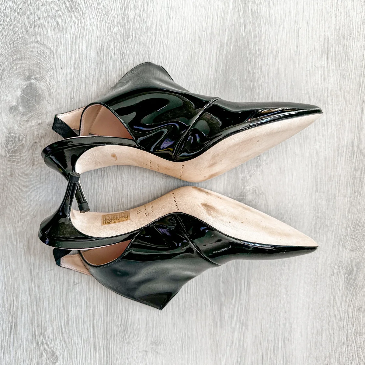 Christopher Kane Black Patent Leather Slingback Pointed Toe Mules - Imagen 7