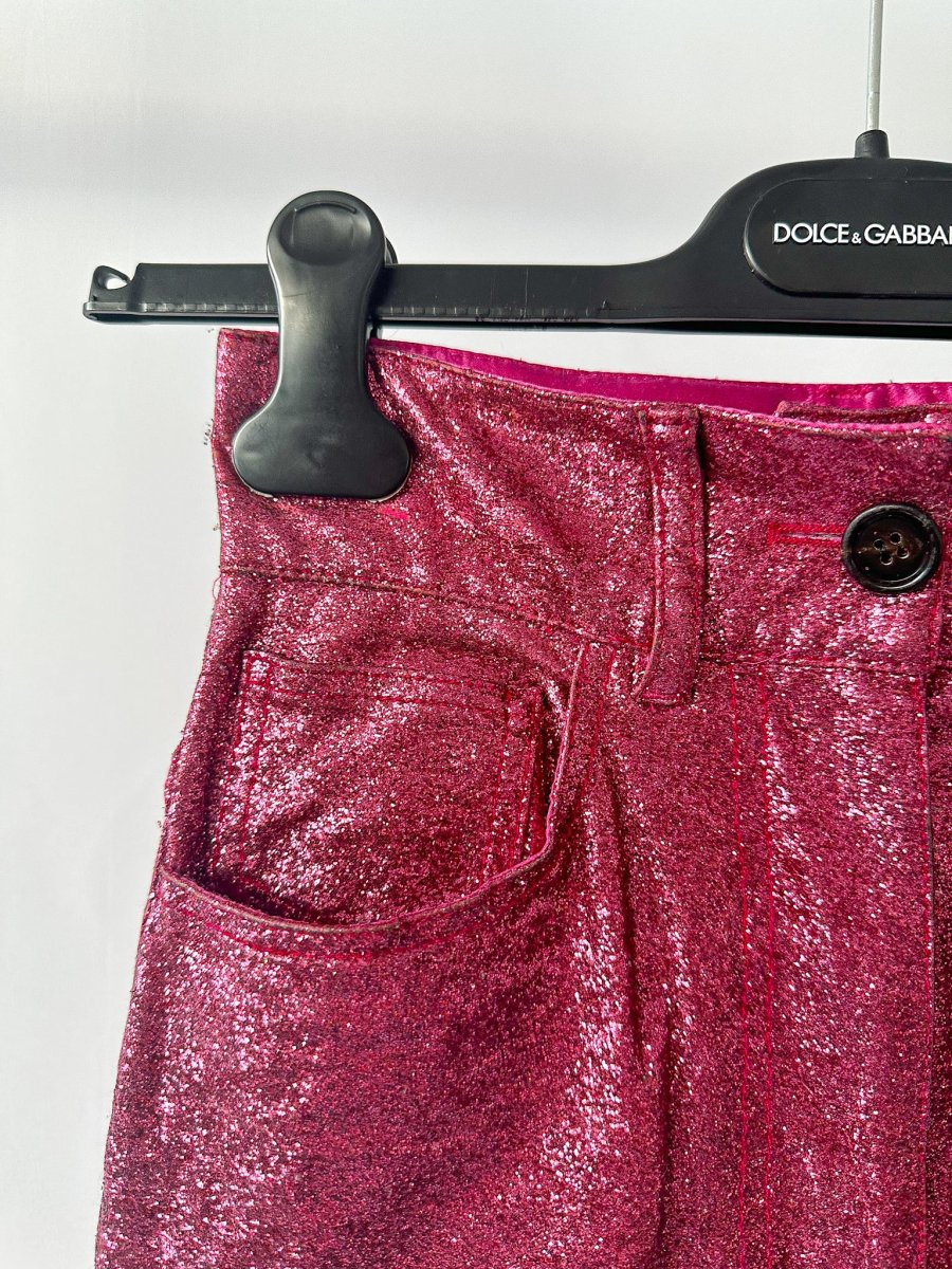 Dolce And Gabbana Pink Glitter Shimmer Sparkly Trousers - Imagen 3