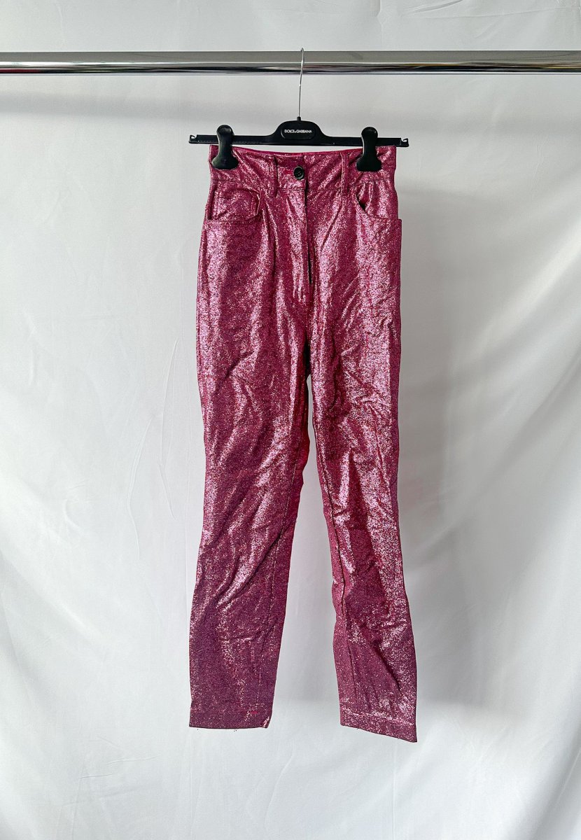 Dolce And Gabbana Pink Glitter Shimmer Sparkly Trousers - Imagen 4