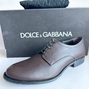 Dolce And Gabbana Brown Faux Leather Derby shoes