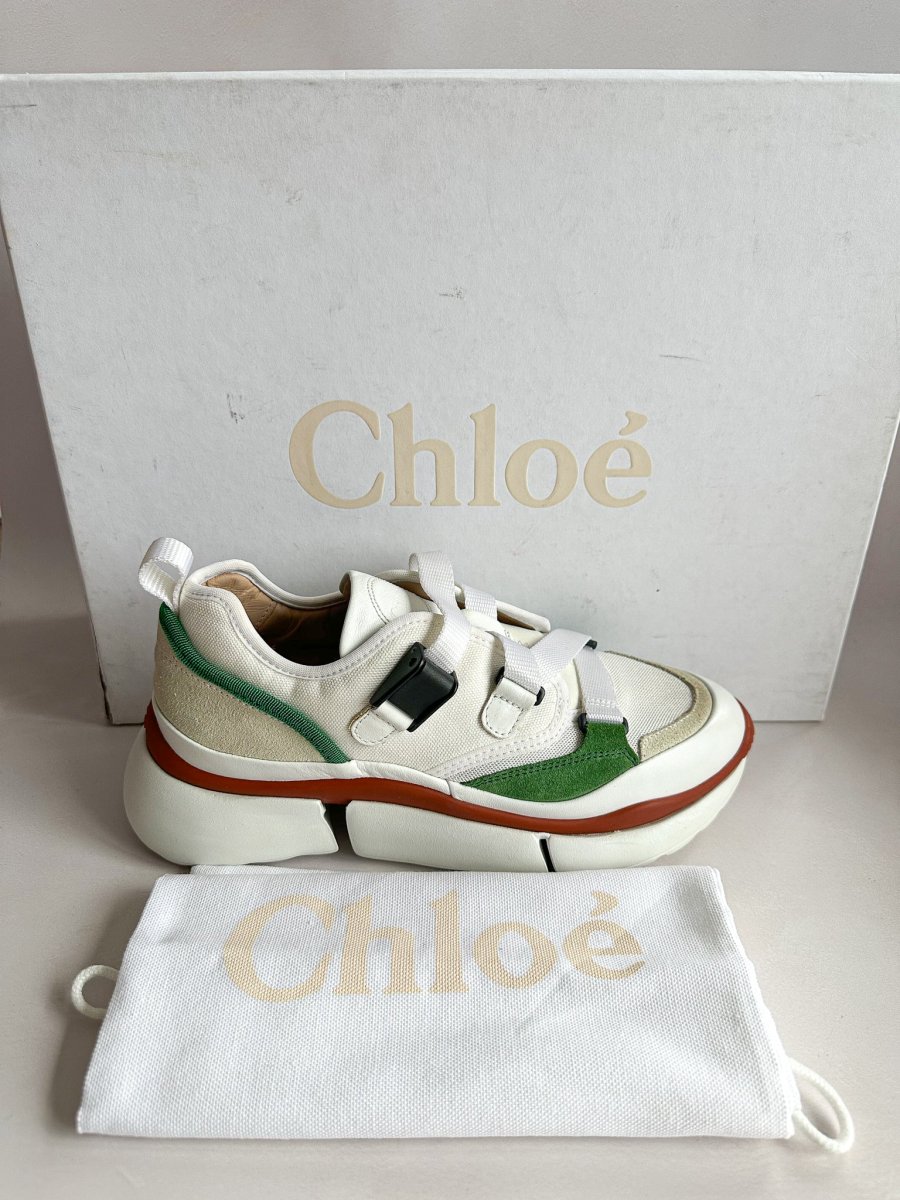 Chloé Sonnie Low Top 'Jungle Green' Trainers (FLAWS) - Imagen 3