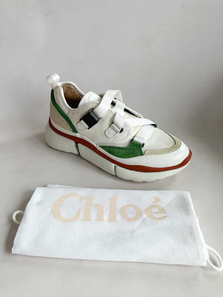Chloé Sonnie Low Top 'Jungle Green' Trainers (FLAWS) - Imagen 4