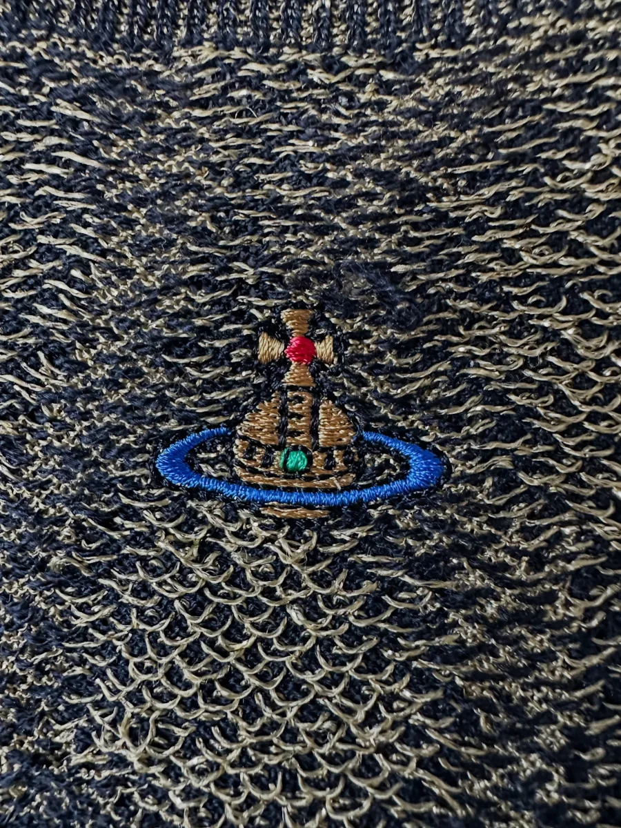 Vivienne Westwood Squiggle Print Knit Black Gold Metallic Mini Dress - Imagen 6