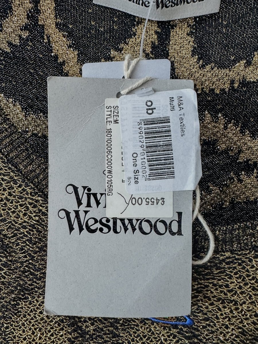 Vivienne Westwood Squiggle Print Knit Black Gold Metallic Mini Dress - Imagen 8
