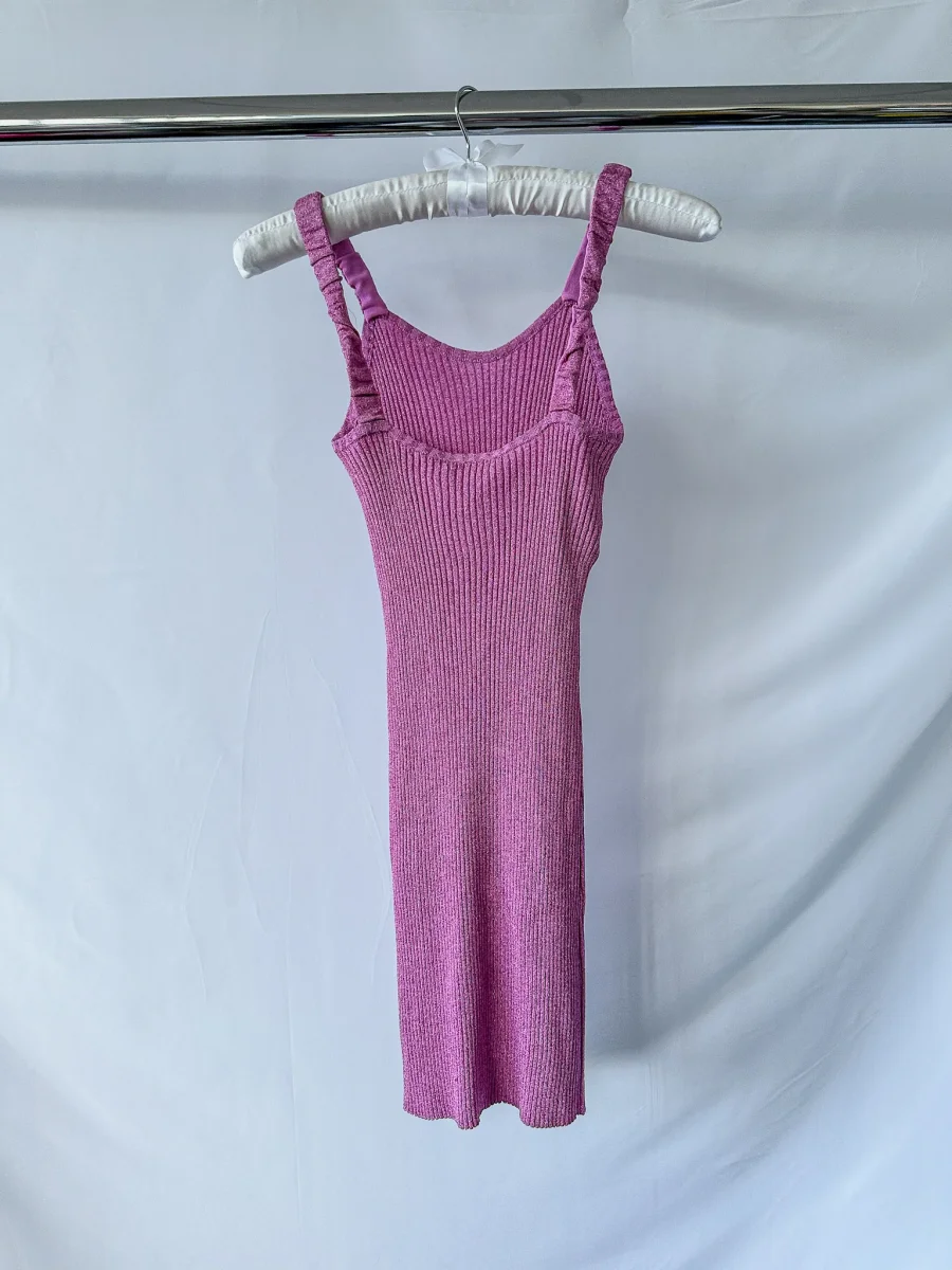 Love Shack Fancy Pink Flitter Ribbed Knit Leoma Mini Dress - Imagen 5