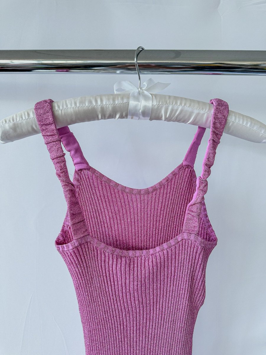 Love Shack Fancy Pink Flitter Ribbed Knit Leoma Mini Dress - Imagen 6
