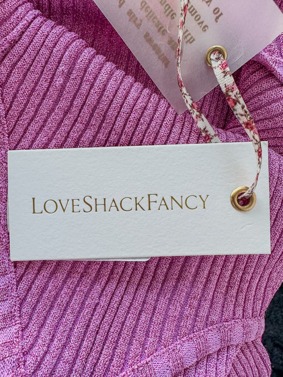 Love Shack Fancy Pink Flitter Ribbed Knit Leoma Mini Dress - Imagen 9