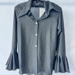 Sleeper Black Lurex Sparkly Long Sleeve Top Blouse