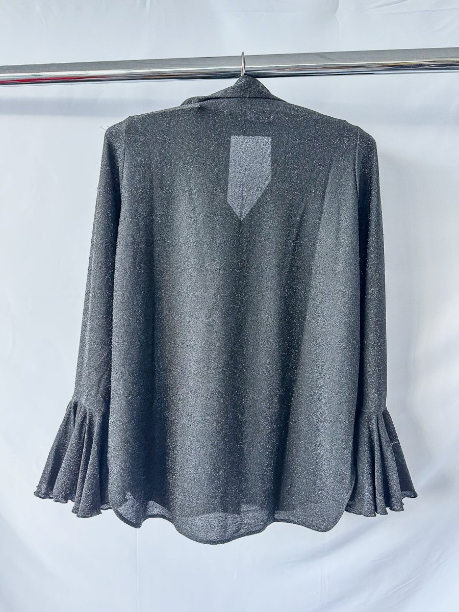 Sleeper Black Lurex Sparkly Long Sleeve Top Blouse - Imagen 6