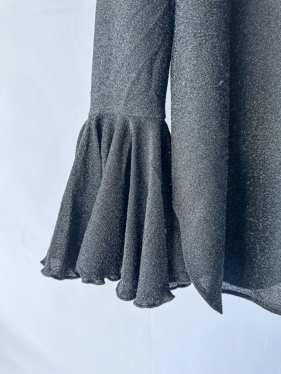 Sleeper Black Lurex Sparkly Long Sleeve Top Blouse - Imagen 7