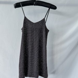 DoDo Bar Or Black Sparkly Pink Knit Cami Slip Mini Dress