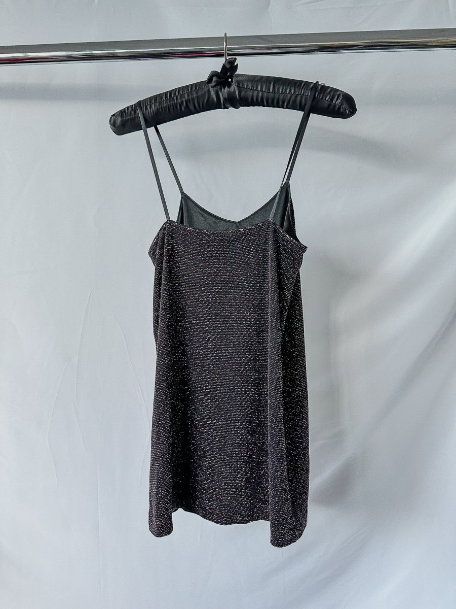DoDo Bar Or Black Sparkly Pink Knit Cami Slip Mini Dress - Imagen 5