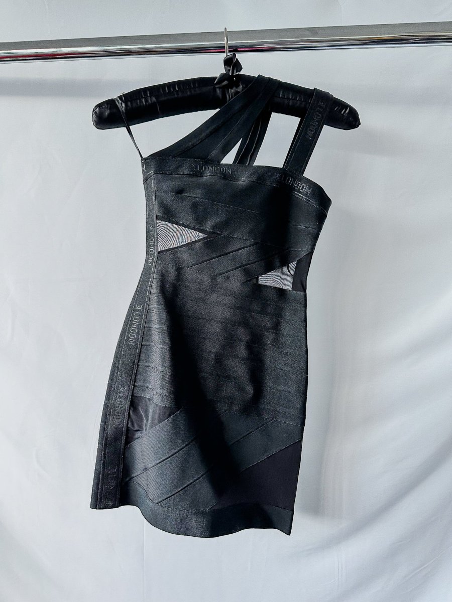 David Koma Black One Shoulder Bandage Mini Dress - Imagen 3