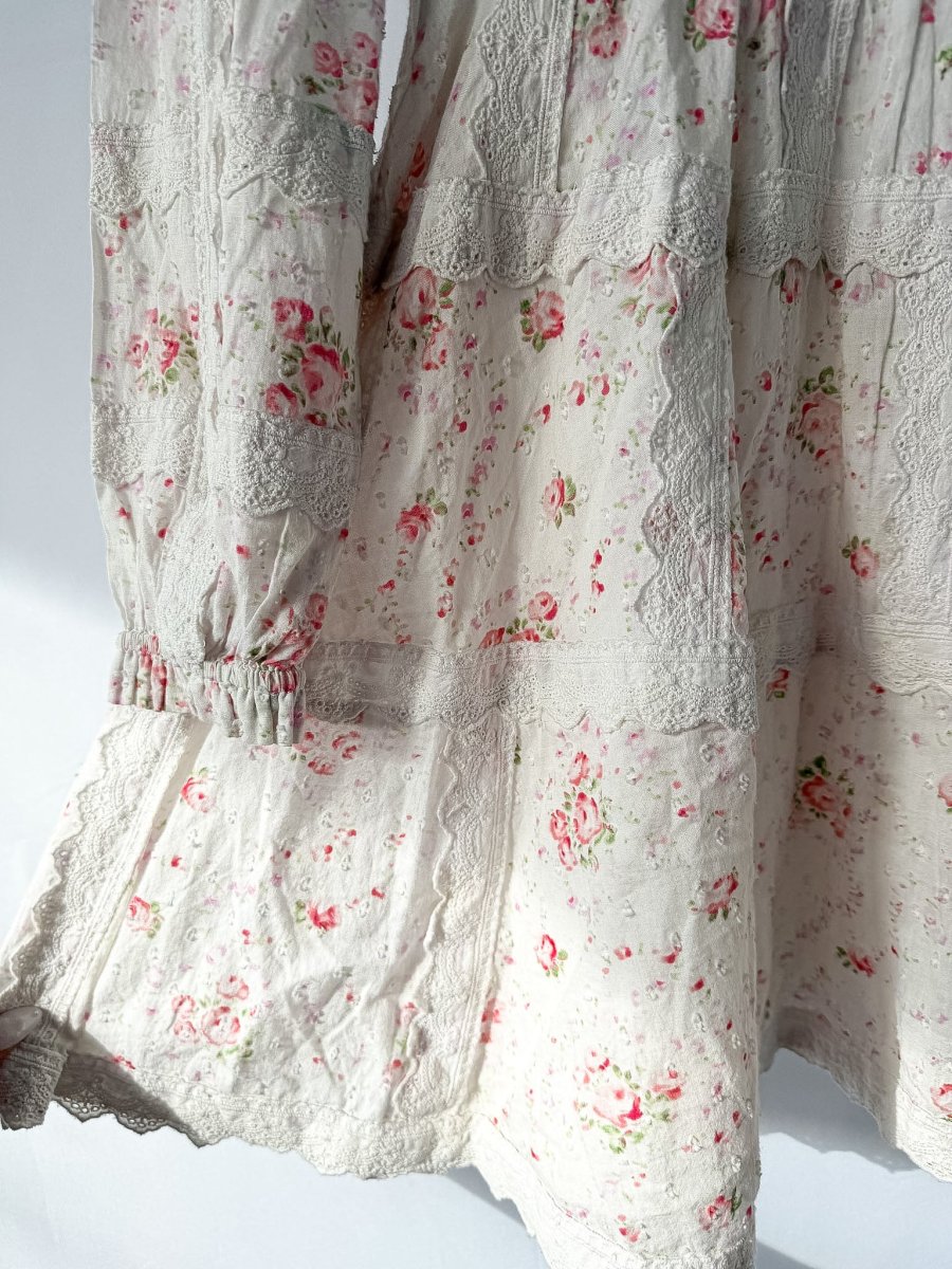 Needle & Thread Vintage Ditsy Sophia Long Sleeve Micro Mini Dress in Moonshine - Imagen 7