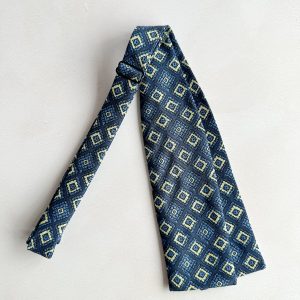 Drake's Navy Foulard Diamond Mosaic Silk Bow Tie