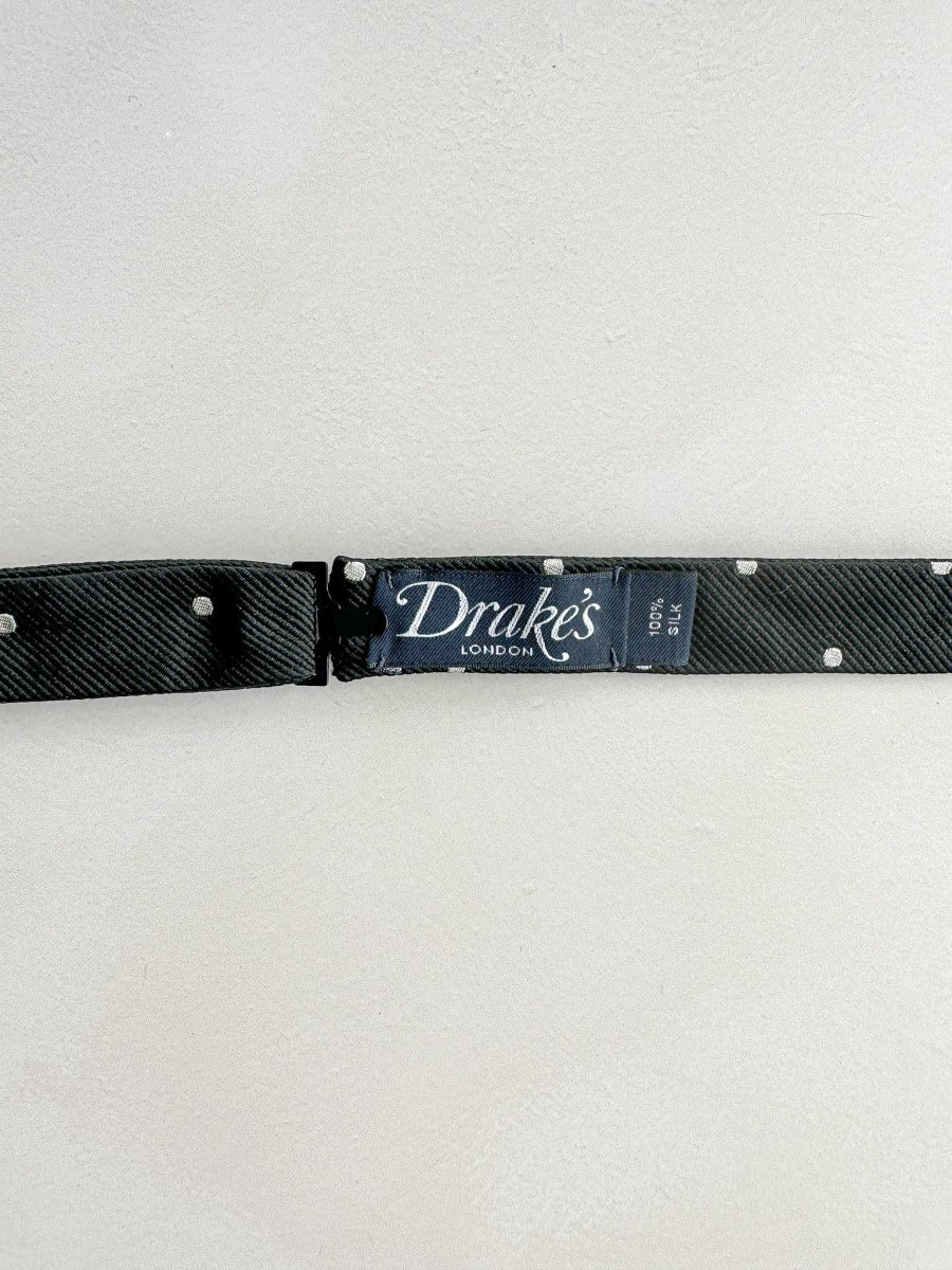 Drake's Black White Spotted Bowtie - Imagen 5