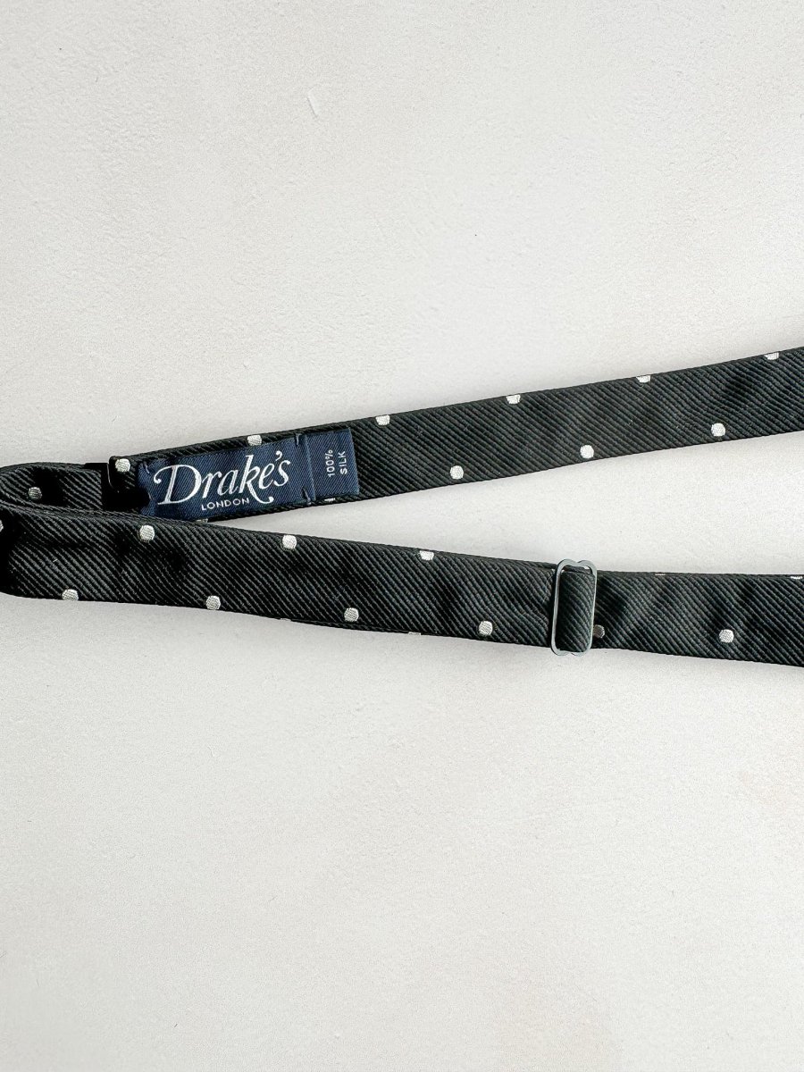 Drake's Black White Spotted Bowtie - Imagen 6