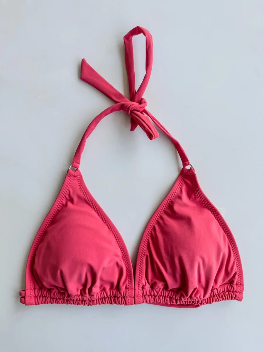 Pain De Sucre Blush Pink Halterneck Tie Bikini Top in Helia - Imagen 4
