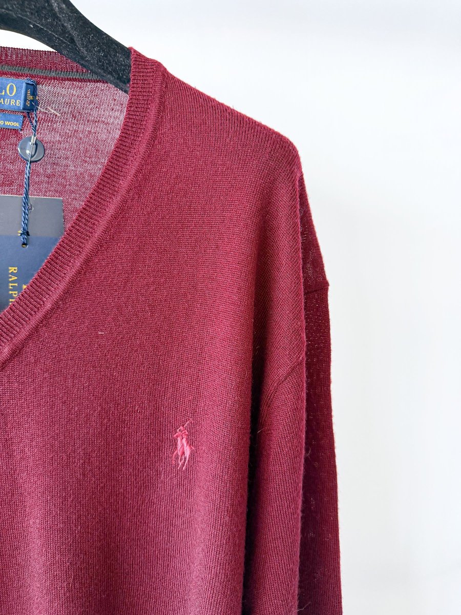Ralph Lauren Polo Burgundy Merino Jumper - Imagen 6