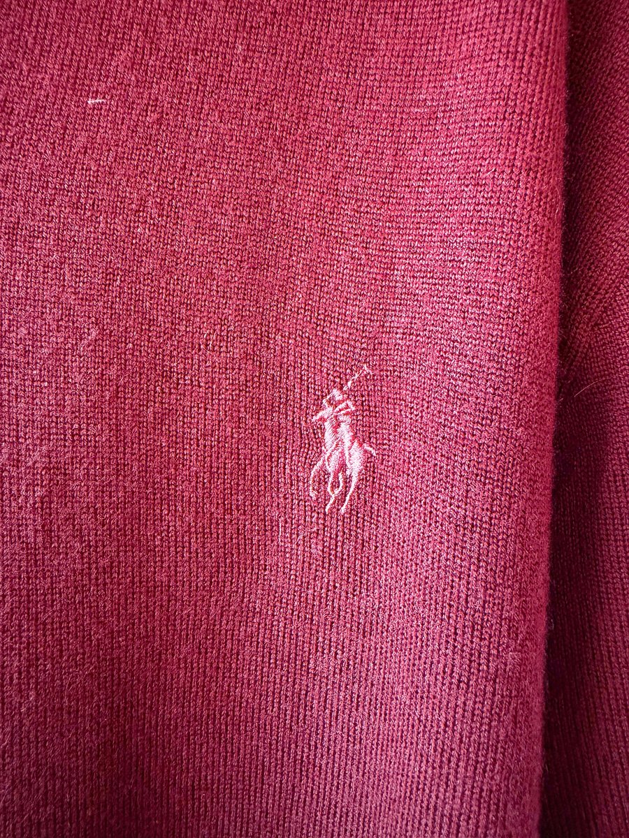 Ralph Lauren Polo Burgundy Merino Jumper - Imagen 7