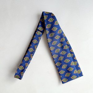 Drake's Navy Mustard Brown Diamond Silk Bowtie