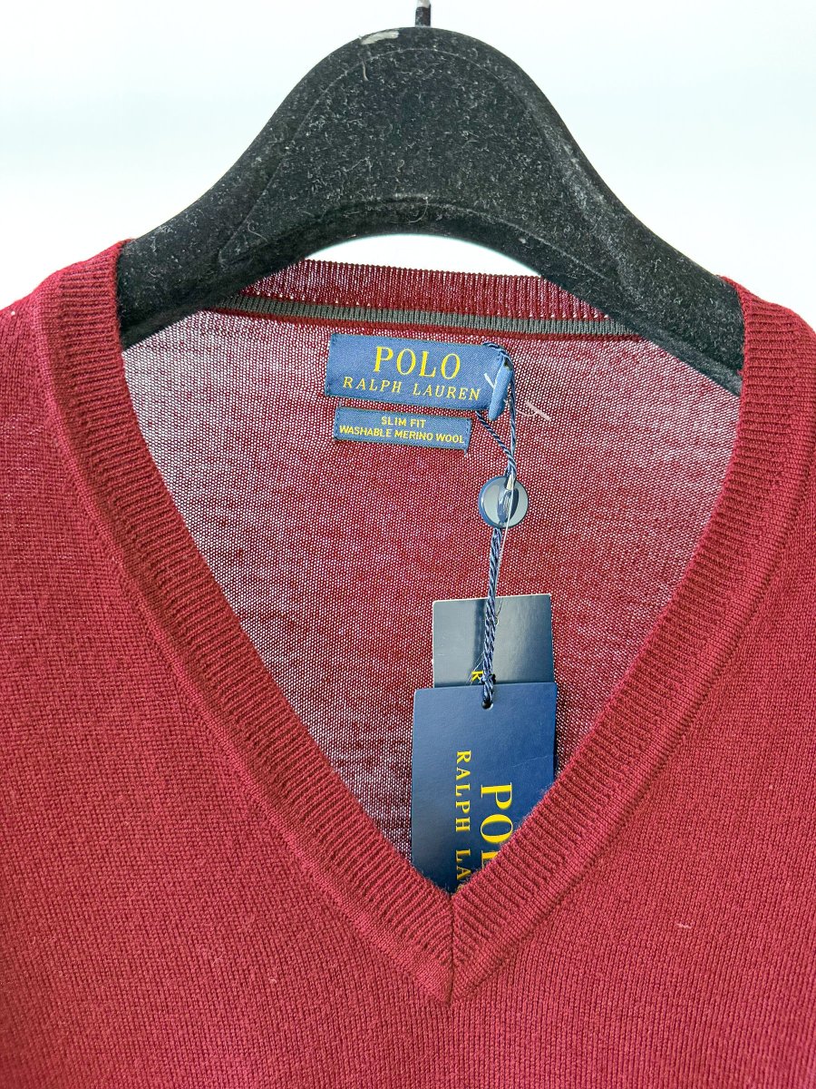 Ralph Lauren Polo Burgundy Merino Jumper - Imagen 5