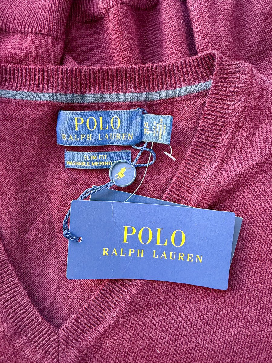 Ralph Lauren Polo Burgundy Merino Jumper - Imagen 9