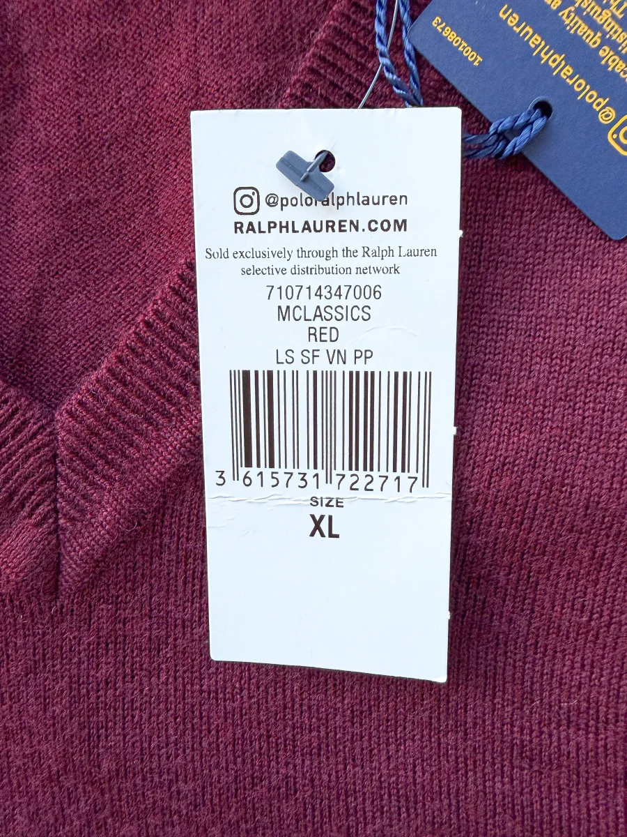 Ralph Lauren Polo Burgundy Merino Jumper - Imagen 4