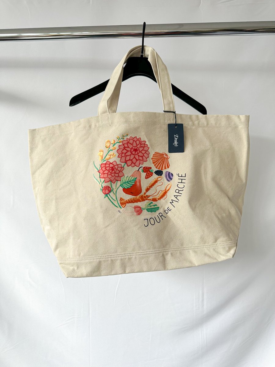 Drake's Ecru Extra Large Tote Bag Andreotti & Baribeaud Jour De Marche - Imagen 2
